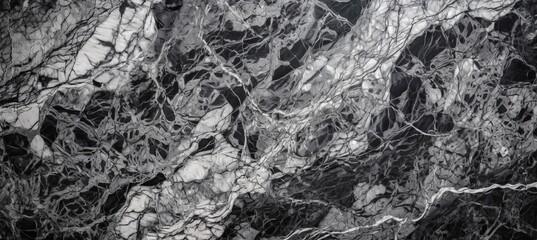 Wall Mural - cracked black white marble stone texture surface background. generative ai technology.