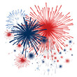 Blue and red  firework on white background for 4 july independence day, New Year