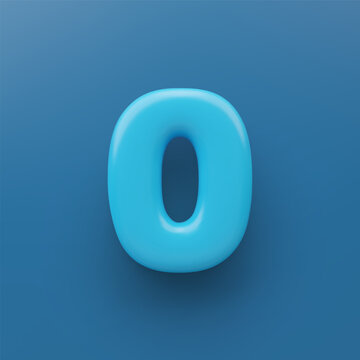 3D Blue number null with a glossy surface on a blue background .