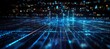 © Hero Design - Cyberspace data code network flow particles virtual technology background. Generative AI technology.