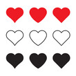 Love heart red, black and white icon