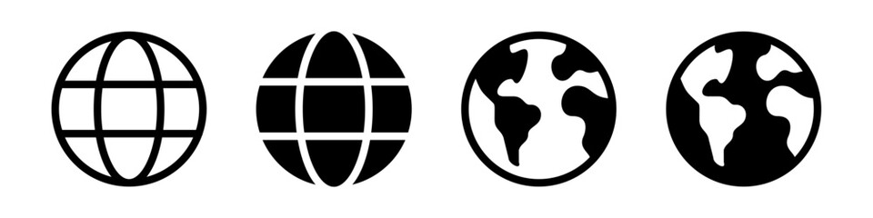 Wall Mural - world icons set. world planet earth icon collection. globes with world maps symbol. globe shape line