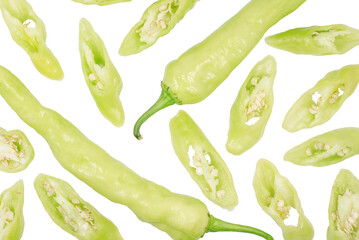 Wall Mural - green chili pepper isolated on a white background