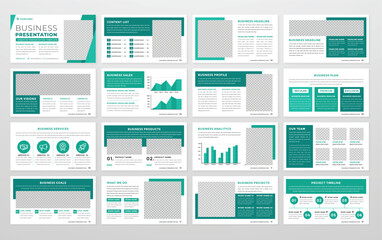 Wall Mural - business ppt presentation template with modern concept and minimalist layout use for annual report company profile and business proposal	