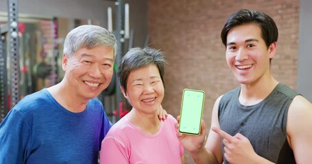 Wall Mural - Asian elderly sports in gym