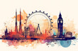 Watercolor style painting / sketch of London