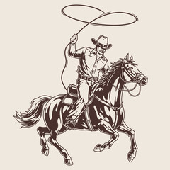 Poster - American cowboy vintage label monochrome