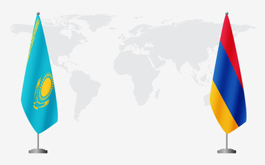 Kazakhstan and Armenia flags for official meeting