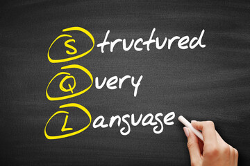 SQL - Structured Query Language acronym, technology concept background