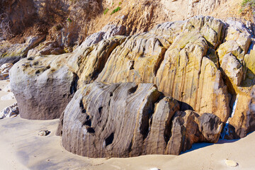 Wall Mural - Rock Formations at Malibu Beach, California