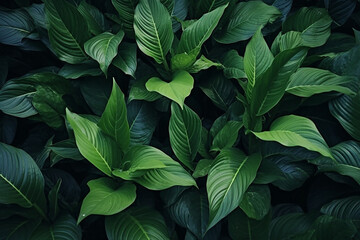 dark Green leaves background and wallpaper stock photo - green leaf pattern Tropical nature wallpaper - dark green leaves - natural background - natural - closeup