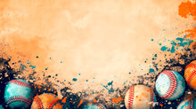  Wallpaper With Baseball Balls, Clear Background With Copy Space. Sports Template. Banner For Birthday Cards, Invitations, Baseball-themed Advertisements. Generative Ai.