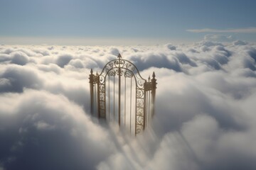 Wall Mural - Gates above the clouds, door to heaven. Generative AI