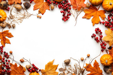 Wall Mural - autumn frame with leaves