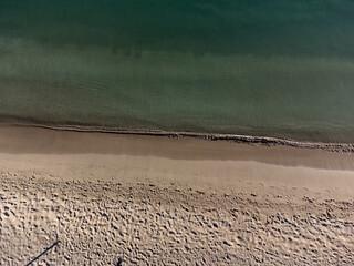 Poster - Aerial drone panorama of the white beaches of Antigua island in the Caribbean sea