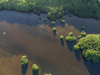 Poster - Aerial drone panorama of the white beaches of Antigua island in the Caribbean sea