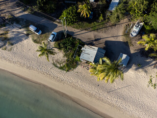 Wall Mural - Aerial drone panorama of the white beaches of Antigua island in the Caribbean sea