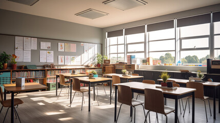 Empty modern classroom