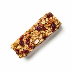 Sticker - Homemade granola bar isolated on white background, generative ai