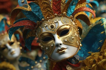 Poster - mardi gras masks. Generated by AI.