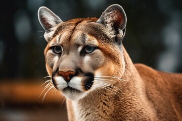 Poster - cougar. head close-up. AI generated.