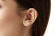 © master1305 - Close-up cropped image of female head part, ear against white studio background. Taking care after health. Concept of natural female beauty, body and skincare, plastic surgery, health, ad