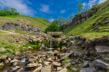 Looking up towards Swinnergill from Swaledale in the Yorkshire Dales National Park.