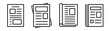 © miamonensi - Newspaper icon set. Journal sign in line. Outline newspaper icon. Magazine icon in outline. Document symbol. Newspaper in linear. Stock vector