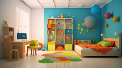 Wall Mural - Colored children room. Generative AI