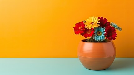 Wall Mural - colorful Flowerpot with copyspace for text background