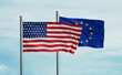 European Union and USA flag