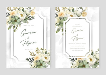 Wall Mural - colorful coloutful floral flower vector elegant leaves wedding invitation card template watercolor