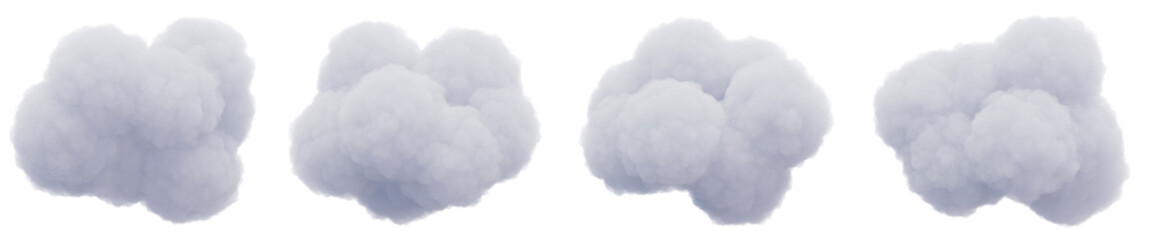 Wall Mural - Cumulus and fluffy cloud shape with isolated on transparent background - PNG file, 3D rendering illustration, Clip art, cut out and sky elements	