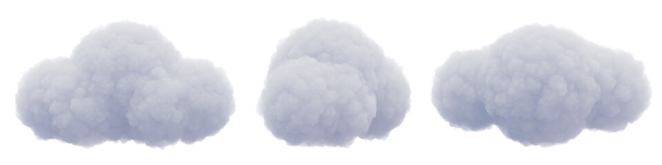 Wall Mural - Cumulus and fluffy cloud shape with isolated on transparent background - PNG file, 3D rendering illustration, Clip art, cut out and sky elements	