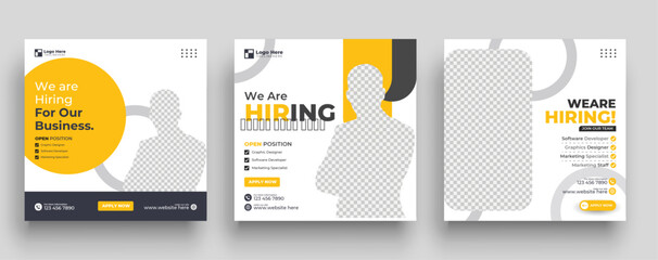 Wall Mural - We are hiring job vacancy social media post or square web banner template design