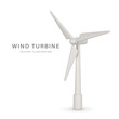 3d realistic wind turbine with shadow in cartoon style. Green and alternative eco energy concept. Vector illustration