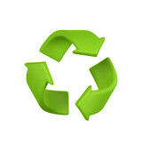 Fototapeta  - Green 3d icon arrows recycle eco symbol. Earth Day, Environment day, Ecology concept. Vector illustration
