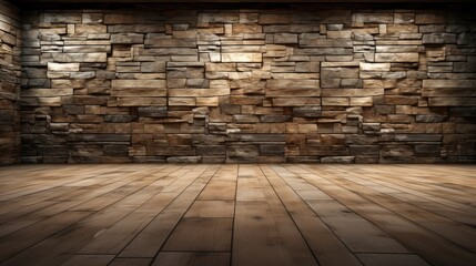 Empty room interior decoration stone wall with wooden floor, Decorative background for home.