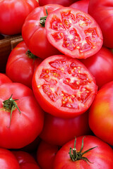 Wall Mural - organic and fresh tomatoes at the market counter
