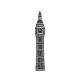 Fototapeta Big Ben - Big Ben London Icon Silhouette Illustration. English Symbols Vector Graphic Pictogram Symbol Clip Art. Doodle Sketch Black Sign.