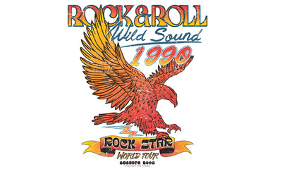 Wall Mural - Rock star. Eagle rebel rock tour graphic print design. Make some noise rock and roll artwork design.	