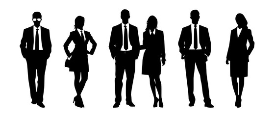Businessman and businesswoman silhouette black filled vector Illustration svg