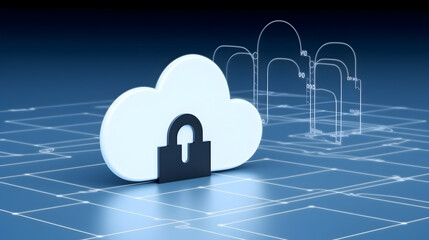Cloud data storage, cloud computing and data security concept. AI generated