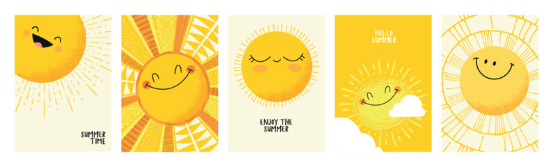 Summer vector illustrations. Concepts for web and social media banner, background, summer card template, travel and holiday ads, advertising material.