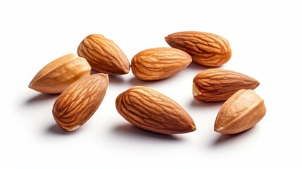 Wall Mural - Collection almond nut isolated on white background. Generative AI.