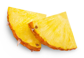 Wall Mural - Pineapple isolated. Two slices of ripe pineapple on a transparent background.