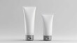 © Jafree - Moisturizer hand cream face cream shampoo, two white plastic tube mockup isolated on white background. Generative AI