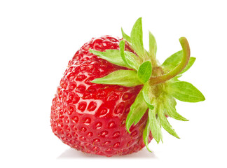 Wall Mural - Ripe organic strawberry isolated on white background