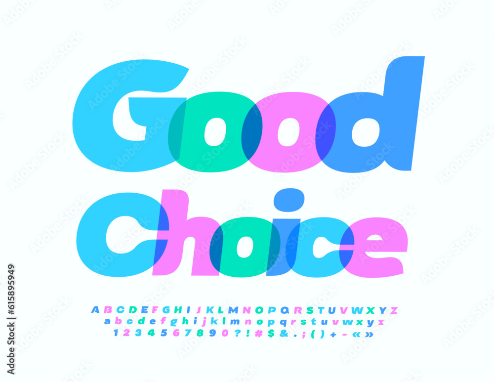 Vector quality badge Good Choice with watercolor Alphabet Letters ...
