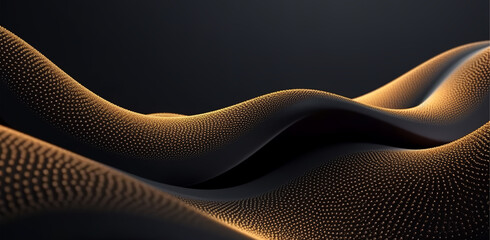 Wall Mural - black and gold wavy abstract background, generative ai